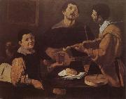 VELAZQUEZ, Diego Rodriguez de Silva y Three musician Spain oil painting artist